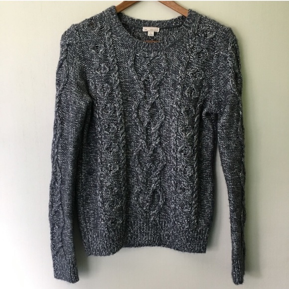 GAP Sweaters - Gap // Metallic Heathered Blue Cable Knit Sweater